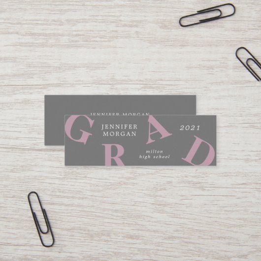 Afstuderen Vetgedrukte Letters School Kleuren Naam Mini Visitekaartje (Voorkant / Achterkant in situ)
