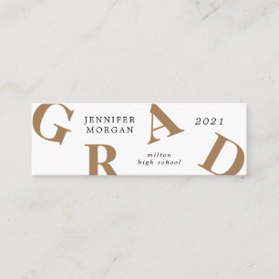 afstuderen vetgedrukte letters schoolkleuren Naam  Mini Visitekaartje