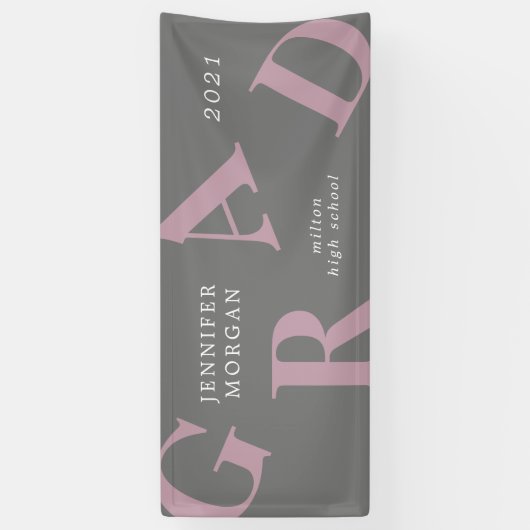 afstuderen vetgedrukte letters schoolkleuren Naam  Spandoek (Verticaal)