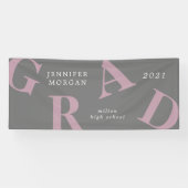 afstuderen vetgedrukte letters schoolkleuren Naam  Spandoek (Horizontaal)