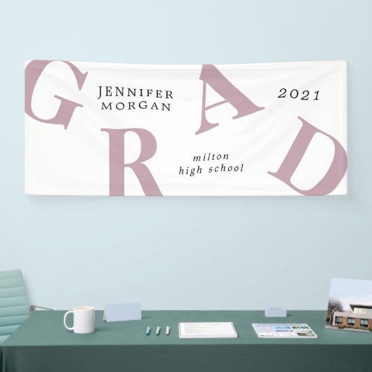 afstuderen vetgedrukte letters schoolkleuren spandoek (Beurs)