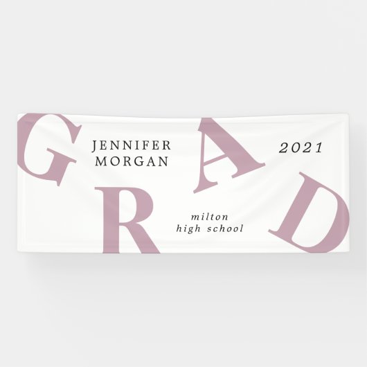 afstuderen vetgedrukte letters schoolkleuren spandoek (Horizontaal)