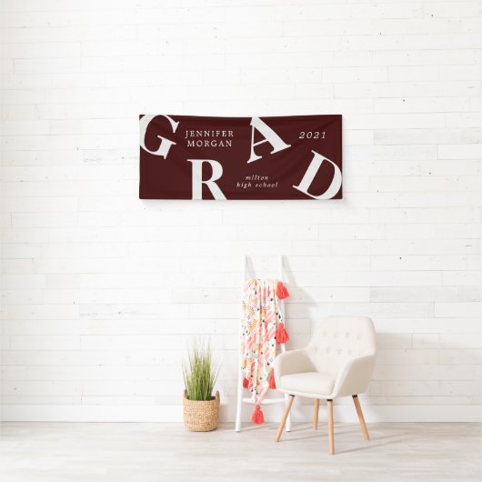 afstuderen vetgedrukte letters schoolkleuren spandoek (Insitu)