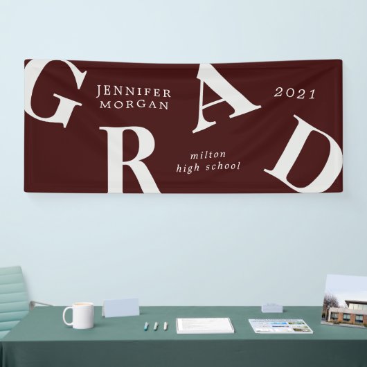 afstuderen vetgedrukte letters schoolkleuren spandoek (Beurs)