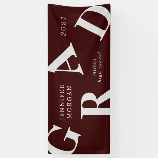 afstuderen vetgedrukte letters schoolkleuren spandoek (Verticaal)