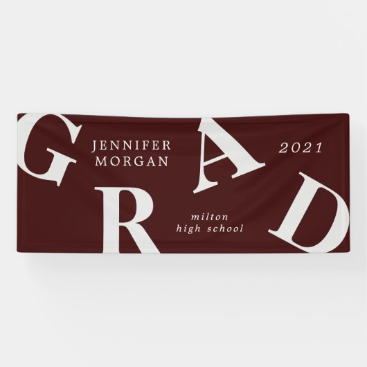 afstuderen vetgedrukte letters schoolkleuren spandoek (Horizontaal)