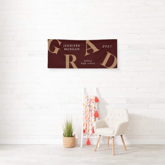 afstuderen vetgedrukte letters schoolkleuren spandoek (Insitu)