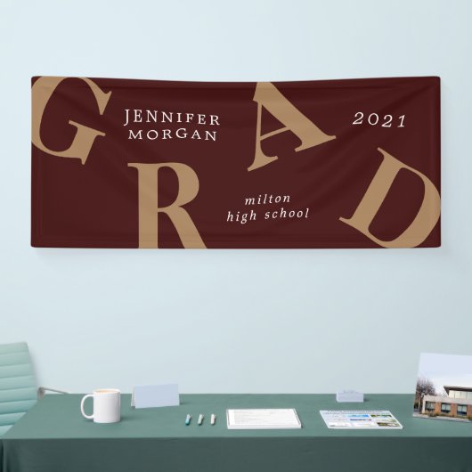 afstuderen vetgedrukte letters schoolkleuren spandoek (Beurs)