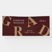 afstuderen vetgedrukte letters schoolkleuren spandoek (Horizontaal)