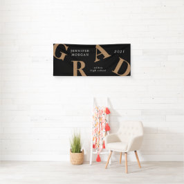 afstuderen vetgedrukte letters schoolkleuren spandoek