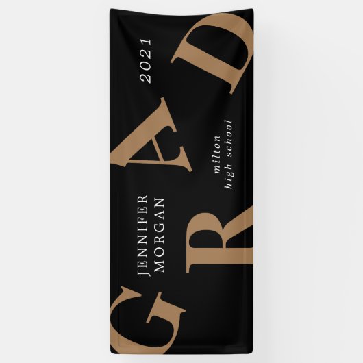afstuderen vetgedrukte letters schoolkleuren spandoek (Verticaal)