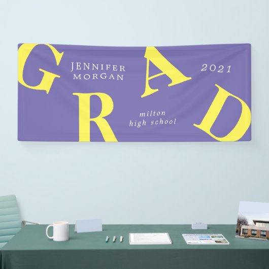 afstuderen vetgedrukte letters schoolkleuren spandoek (Beurs)