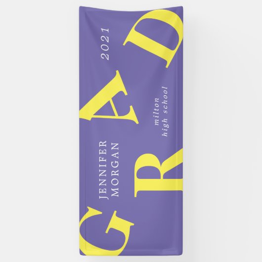 afstuderen vetgedrukte letters schoolkleuren spandoek (Verticaal)