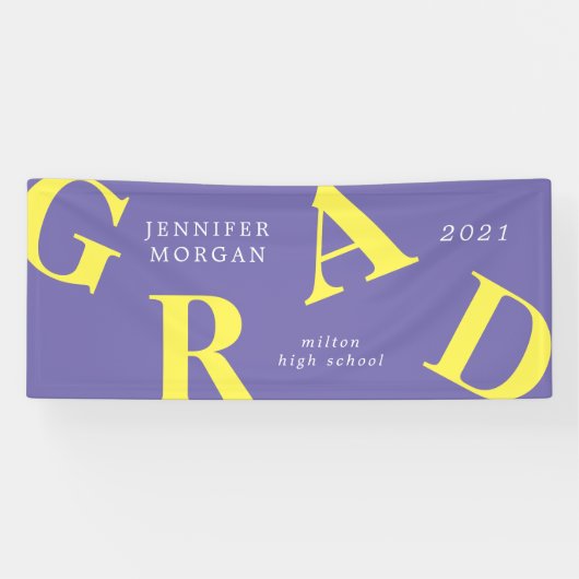 afstuderen vetgedrukte letters schoolkleuren spandoek (Horizontaal)