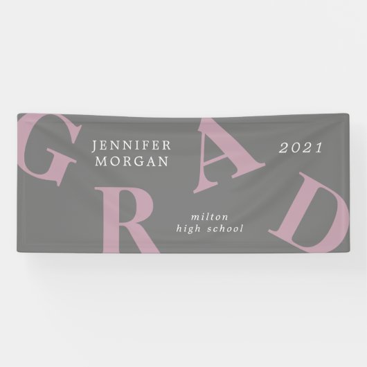 afstuderen vetgedrukte letters schoolkleuren spandoek (Horizontaal)