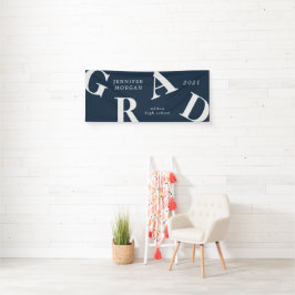 afstuderen vetgedrukte letters schoolkleuren spandoek