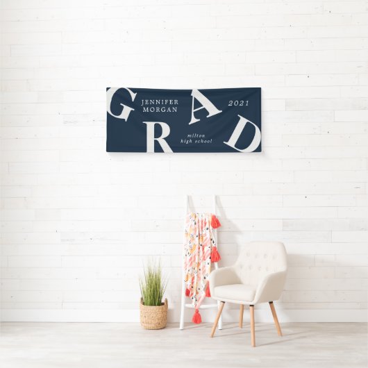 afstuderen vetgedrukte letters schoolkleuren spandoek (Insitu)