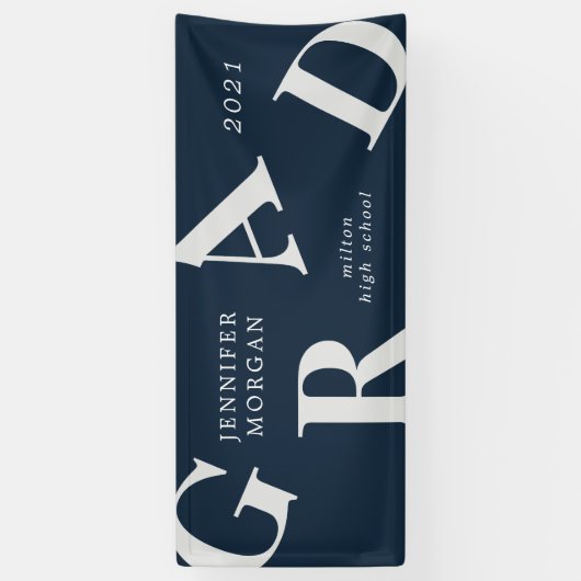 afstuderen vetgedrukte letters schoolkleuren spandoek (Verticaal)