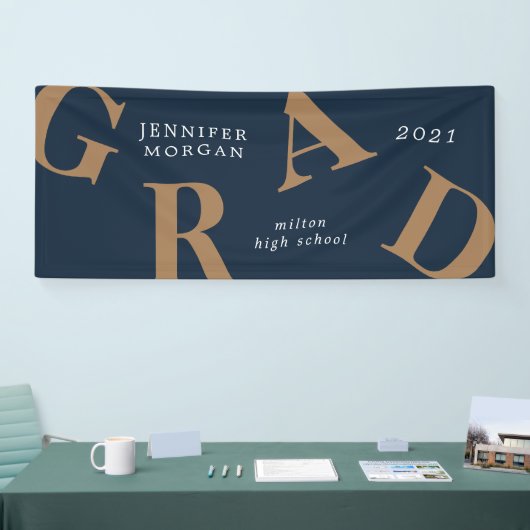 afstuderen vetgedrukte letters schoolkleuren spandoek (Beurs)