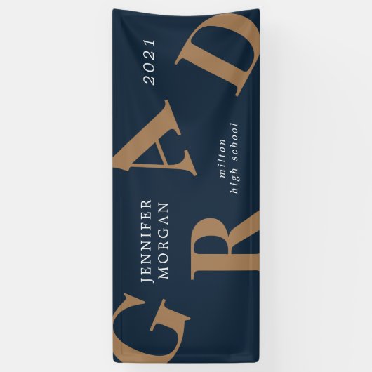 afstuderen vetgedrukte letters schoolkleuren spandoek (Verticaal)