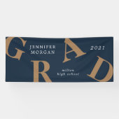 afstuderen vetgedrukte letters schoolkleuren spandoek (Horizontaal)