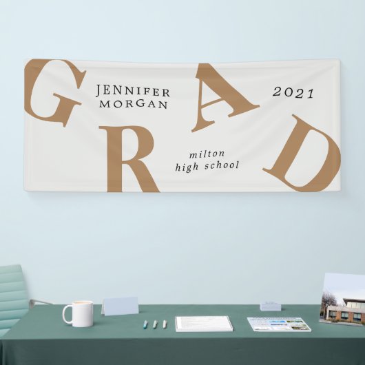 afstuderen vetgedrukte letters schoolkleuren spandoek (Beurs)