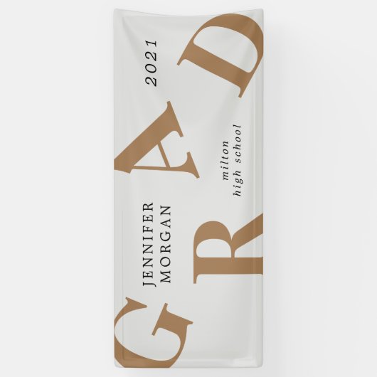 afstuderen vetgedrukte letters schoolkleuren spandoek (Verticaal)