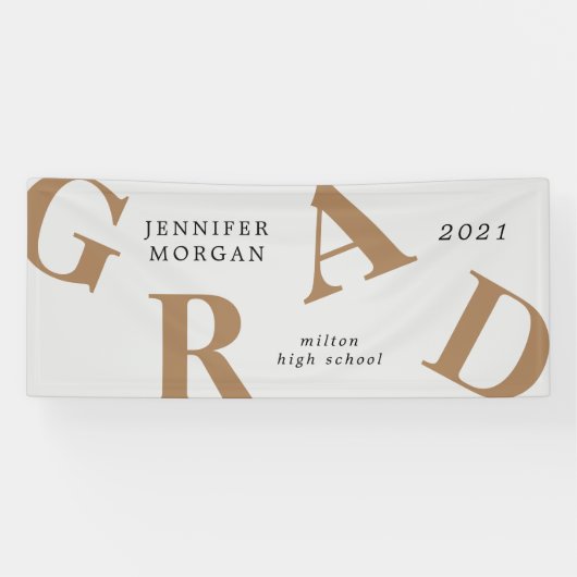 afstuderen vetgedrukte letters schoolkleuren spandoek (Horizontaal)