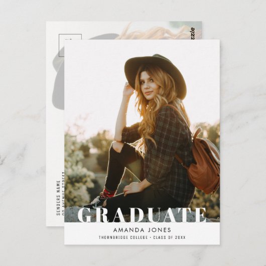 AFSTUDEREN | Vetgedrukte typografie afstuderen uit Briefkaart (Voorkant / Achterkant)