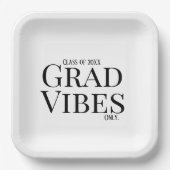 Afstuderen Vibes Alleen wit/zwart Papieren Bordje (Voorkant)