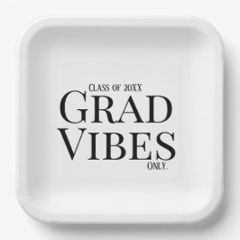 Afstuderen Vibes Alleen wit/zwart Papieren Bordje