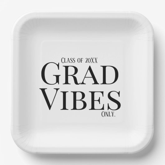 Afstuderen Vibes Alleen wit/zwart Papieren Bordje (Voorkant)
