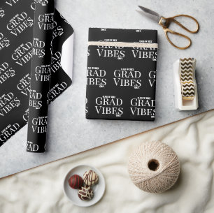 Afstuderen Vibes Alleen zwart/wit Cadeaupapier