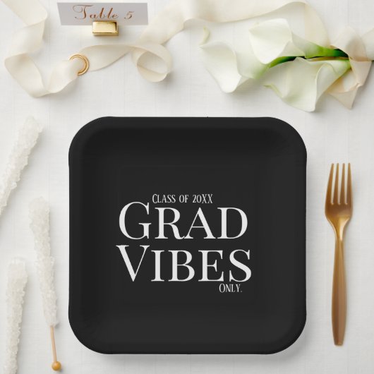 Afstuderen Vibes Alleen zwart/wit Papieren Bordje (Huwelijk)