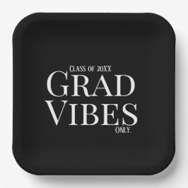 Afstuderen Vibes Alleen zwart/wit Papieren Bordje