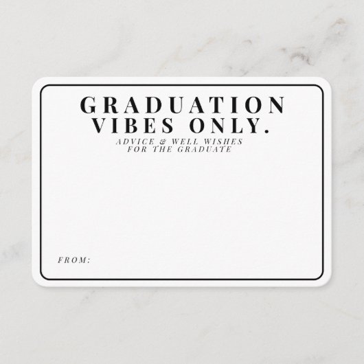 Afstuderen Vibes Only’ advies en wensen Informatiekaartje (Voorkant)