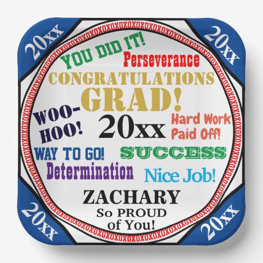 Afstuderen vieren Schoolkleuren personaliseren Papieren Bordje (Voorkant)