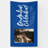Afstuderen viering blauwe afstuderen foto spandoek (Verticaal)