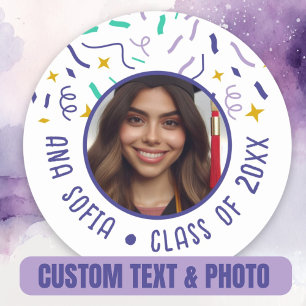 Afstuderen Viering Custom Photo Feestelijk Ronde Sticker