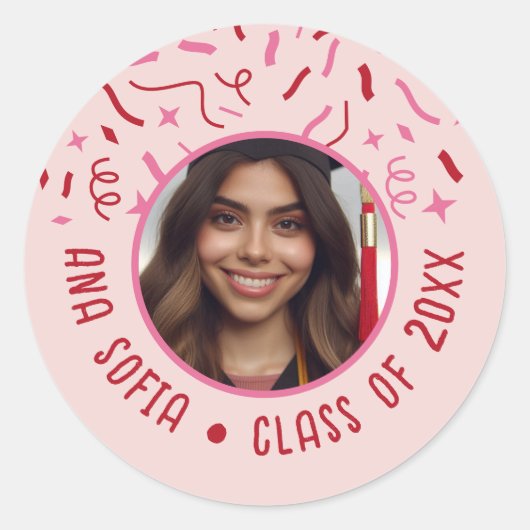 Afstuderen Viering Custom Photo Feestelijk Ronde Sticker (Voorkant)