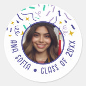 Afstuderen Viering Custom Photo Feestelijk Ronde Sticker (Voorkant)