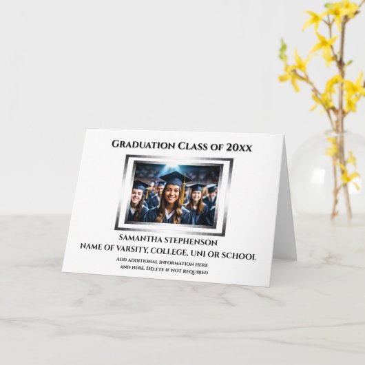 Afstuderen Viering Custom Photo Plain Simple Kaart (Gele Bloem)