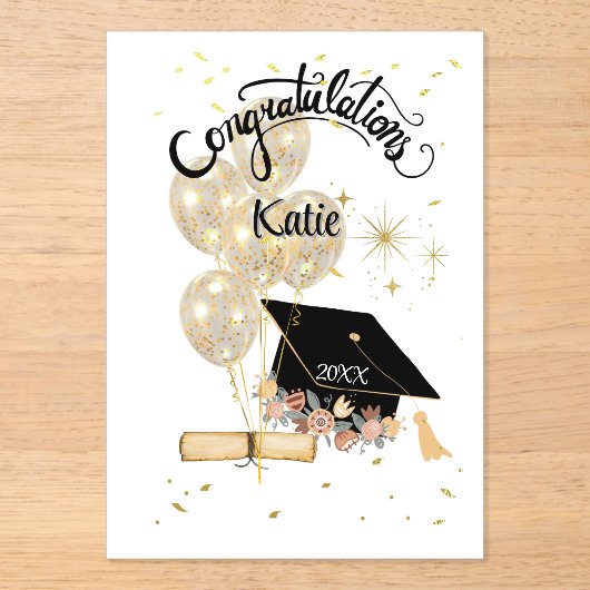 Afstuderen viering moderne Kaart Acryl Uitnodigingen (Voorkant)