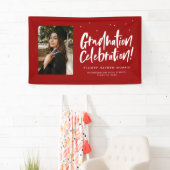 Afstuderen viering rood handbeletterd afstuderen spandoek (Insitu)