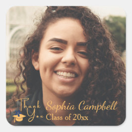 Afstuderen-vierkant, lieflijk gele Sticker