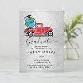 Afstuderen Vintage Afstudeerder Wereldbol  Pet Aankondiging (Staand voorkant)