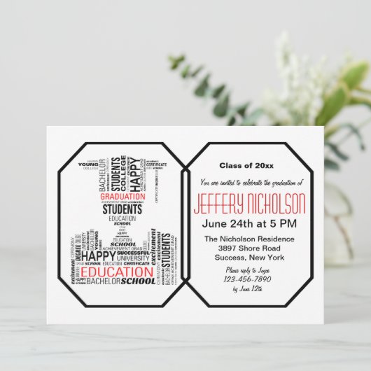 Afstuderen Vocabulaire Uitnodiging (Staand voorkant)