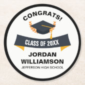 Afstuderen voegt Afstudeerder klasse van 20XX Aang Ronde Kartonnen Onderzetter (Voorkant)