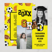 Afstuderen Voetbal Basketball Football Geel Kaart (Voorkant / Achterkant)