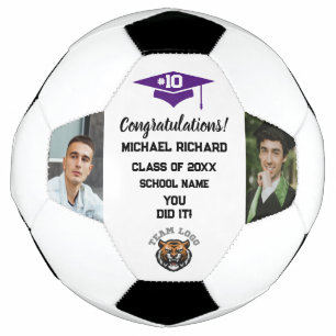 Afstuderen Voetbal Custom Foto & Naam Paarse